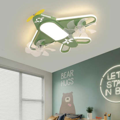 Contemporary Airplane Iron Acrylic LED Flush Mount Fan Light