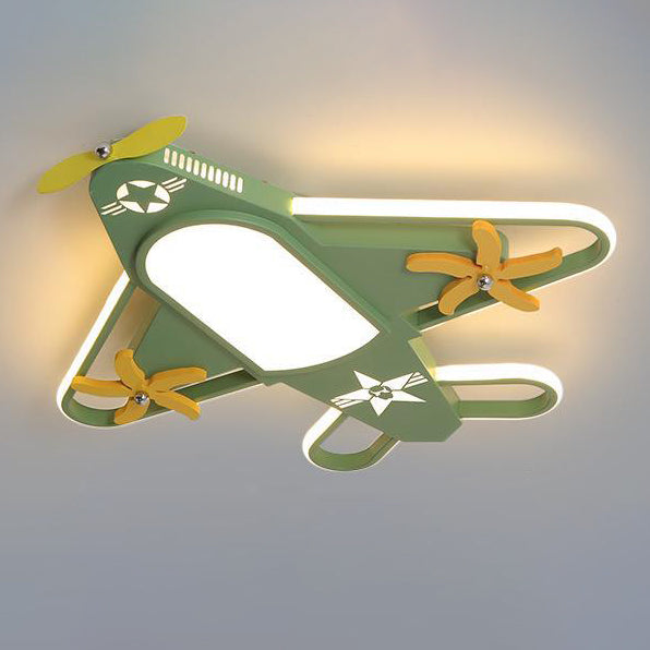 Contemporary Airplane Iron Acrylic LED Flush Mount Fan Light