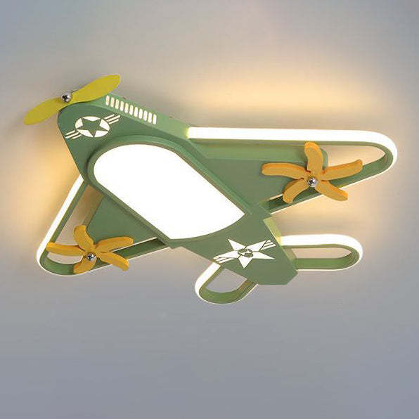 Contemporary Airplane Iron Acrylic LED Flush Mount Fan Light