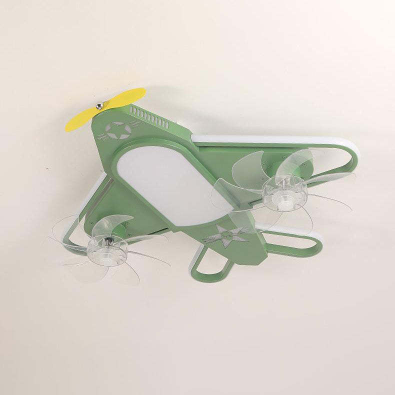 Contemporary Airplane Iron Acrylic LED Flush Mount Fan Light