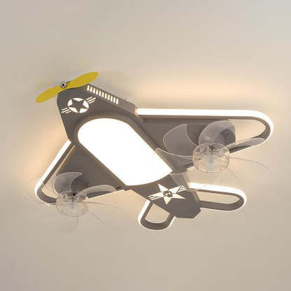 Contemporary Airplane Iron Acrylic LED Flush Mount Fan Light