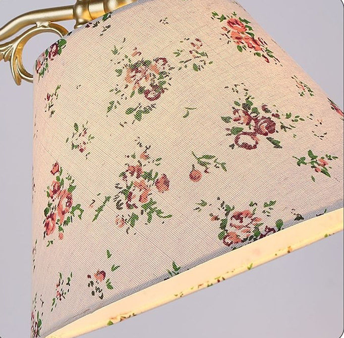 Traditional Rustic Wood Metal Fabric Table Lamp