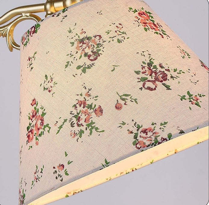 Traditional Rustic Wood Metal Fabric Table Lamp