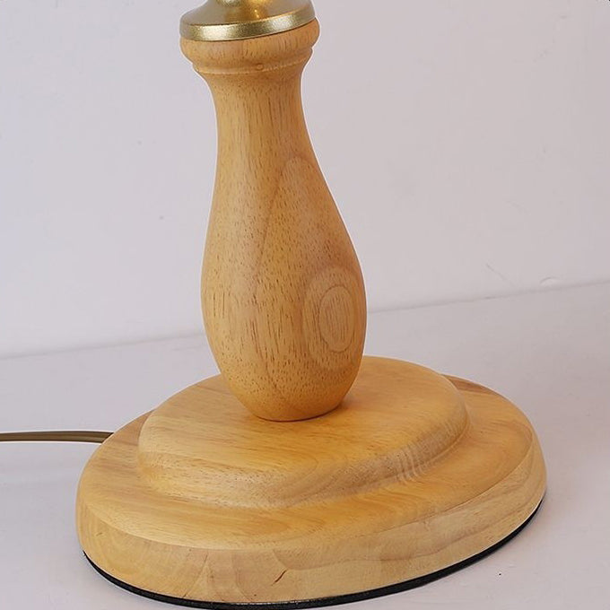 Traditional Rustic Wood Metal Fabric Table Lamp