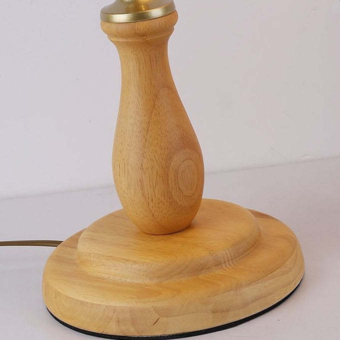 Traditional Rustic Wood Metal Fabric Table Lamp