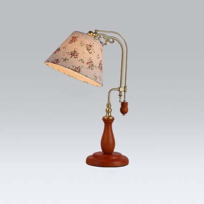 Traditional Rustic Wood Metal Fabric Table Lamp