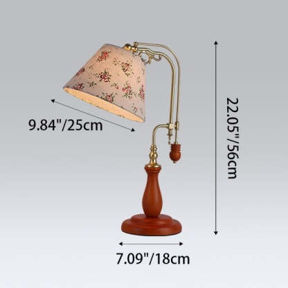 Traditional Rustic Wood Metal Fabric Table Lamp