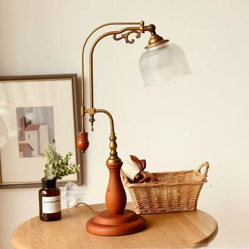 Traditional Rustic Wood Metal Fabric Table Lamp