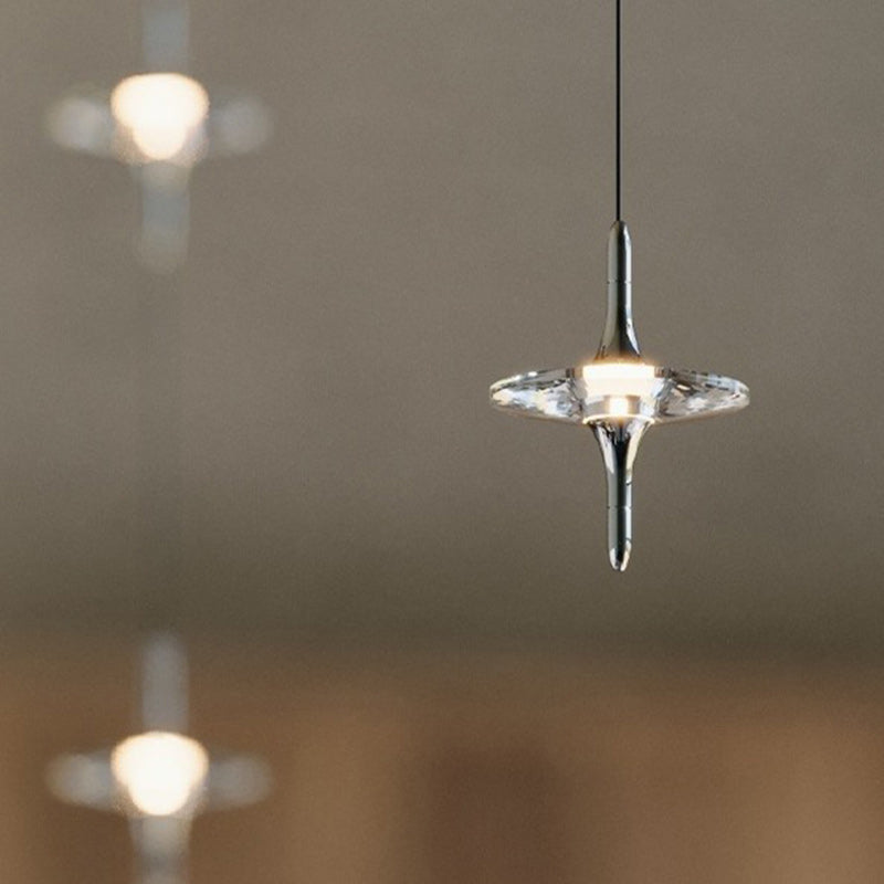 Modern Cone Metal Crystal LED Pendant Light