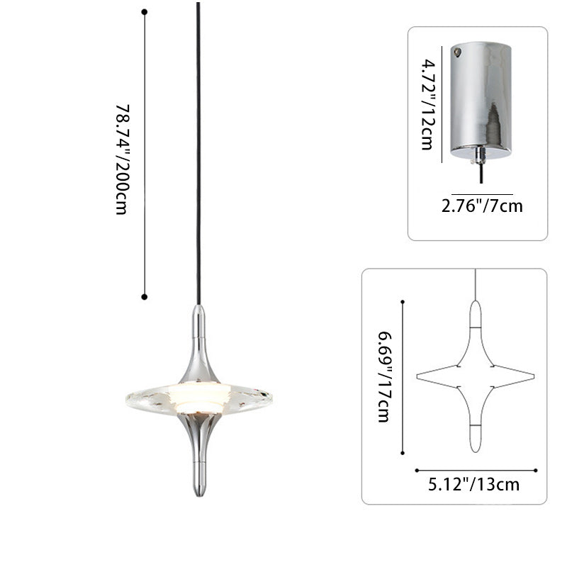 Modern Cone Metal Crystal LED Pendant Light