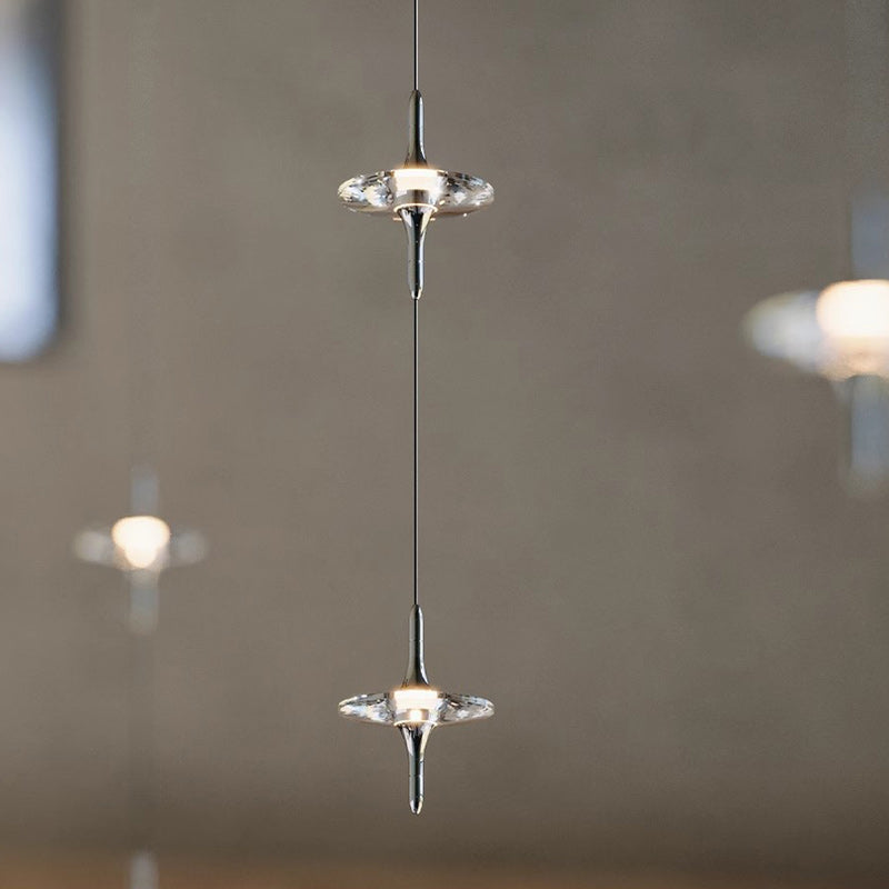 Modern Cone Metal Crystal LED Pendant Light