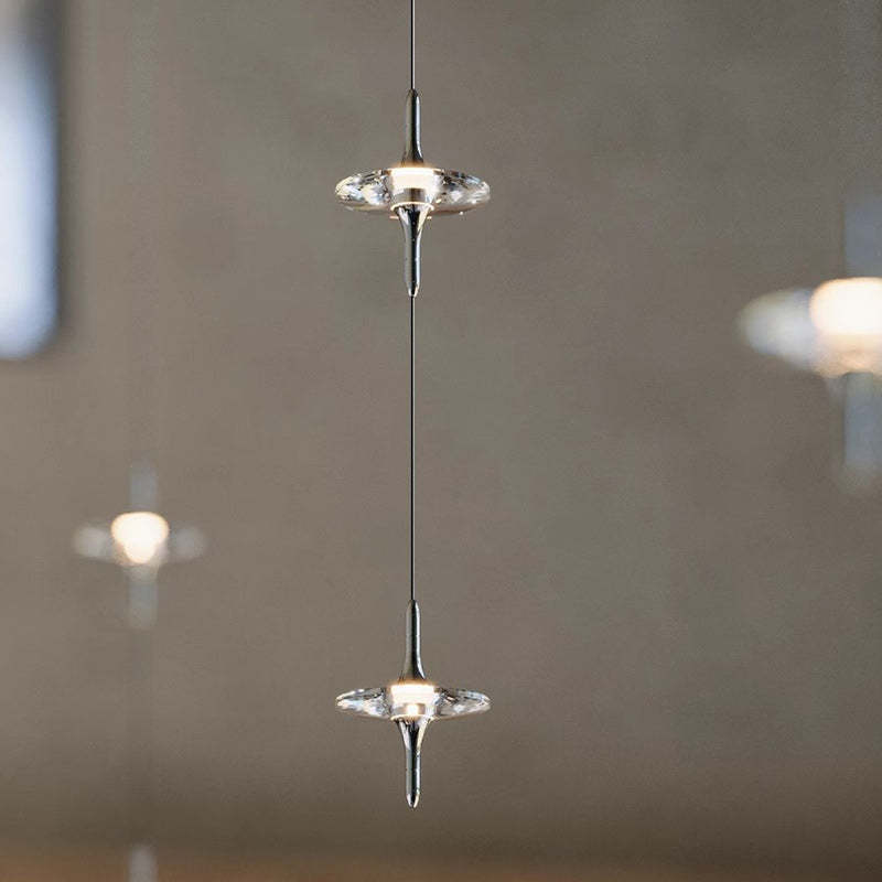 Modern Cone Metal Crystal LED Pendant Light