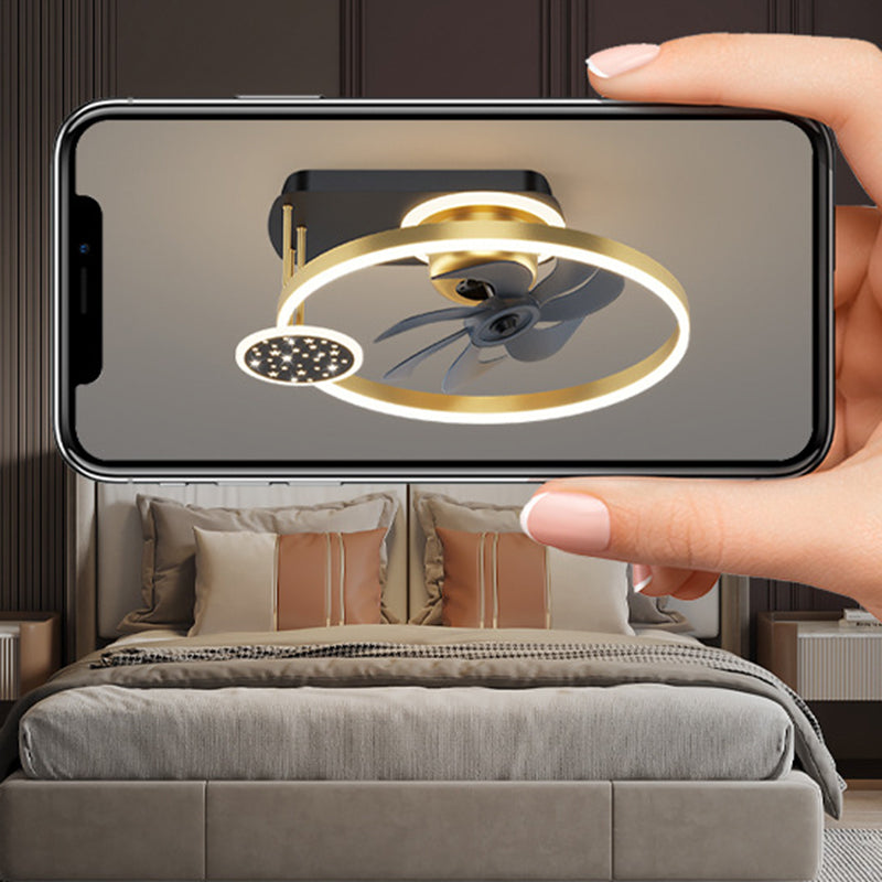 Nordic Iron Aluminum Mount Ceiling Fan Light