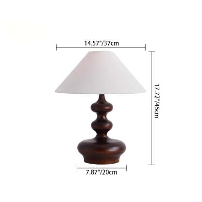 Vintage Cone Ash Wood Fabric Table Lamp
