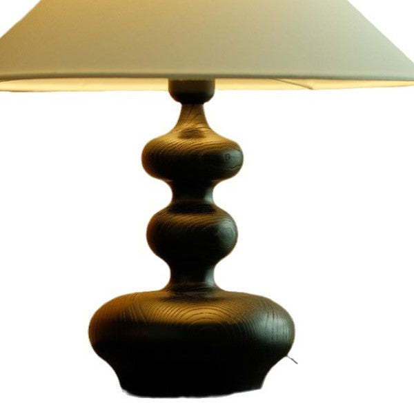 Vintage Cone Ash Wood Fabric Table Lamp