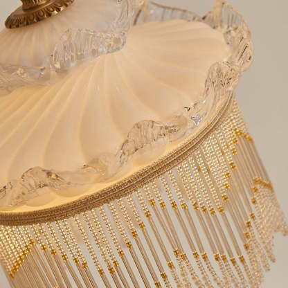 Rustic Crown Tassel Dome Glass Copper Pendant Light