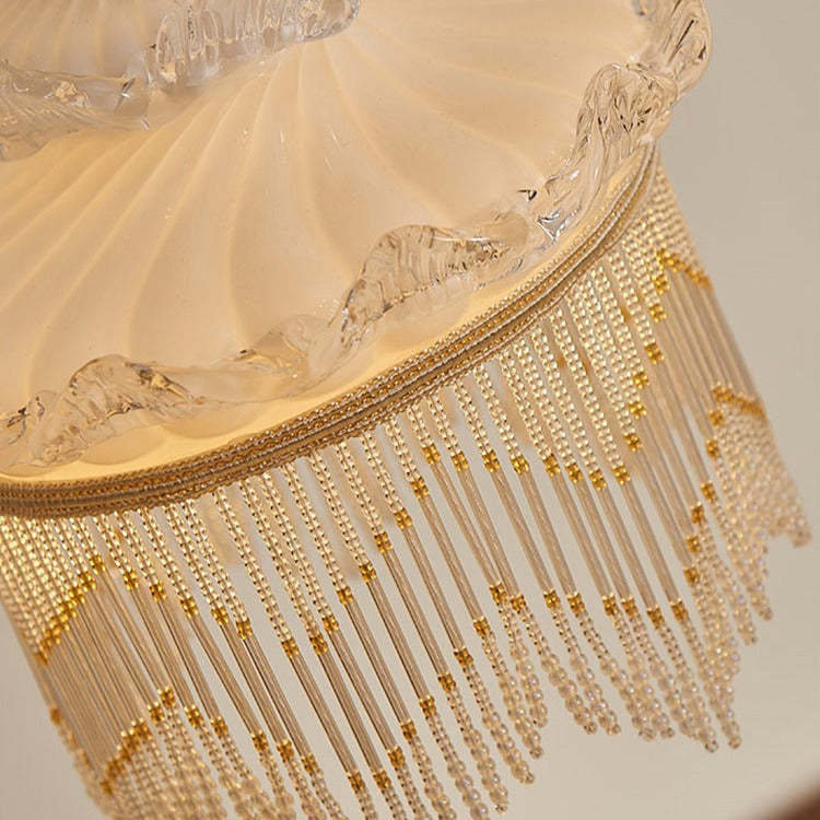 Rustic Crown Tassel Dome Glass Copper Pendant Light
