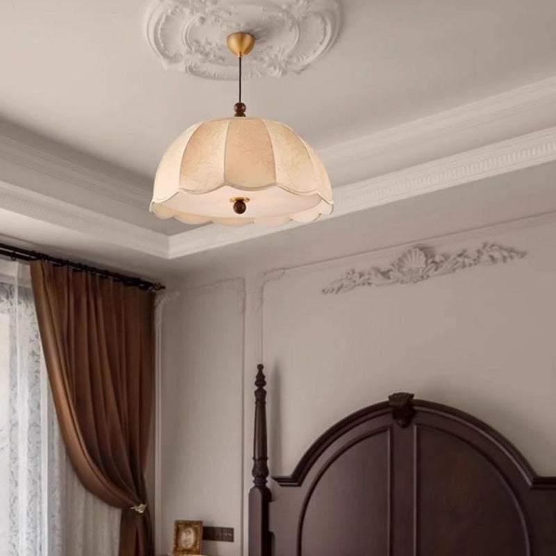 French Dome Iron Fabric 4-Light Pendant