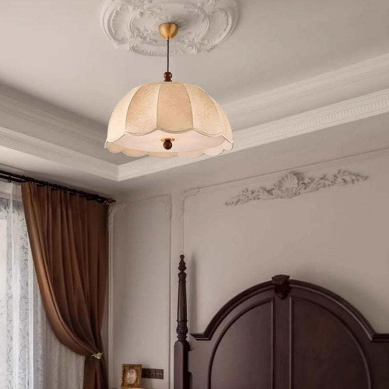 French Dome Iron Fabric 4-Light Pendant