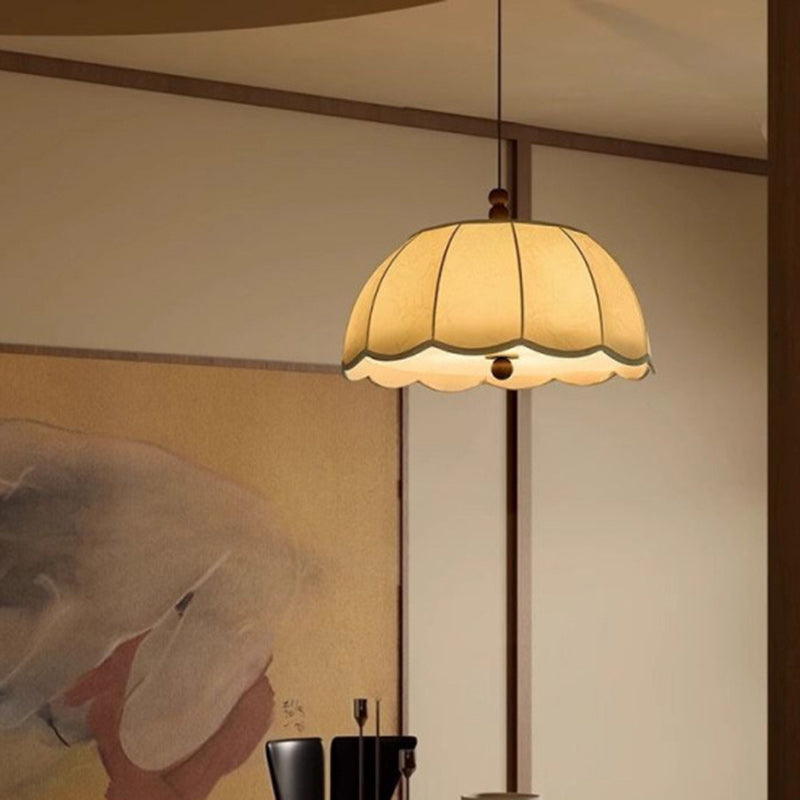 French Dome Iron Fabric 4-Light Pendant