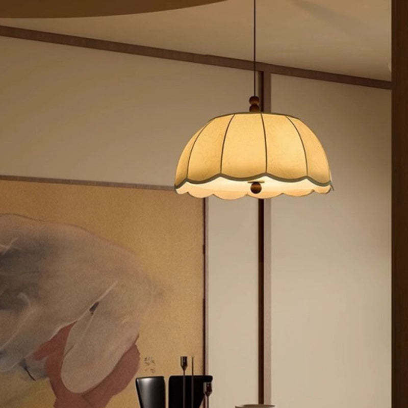 French Dome Iron Fabric 4-Light Pendant