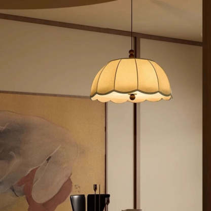 French Dome Iron Fabric 4-Light Pendant