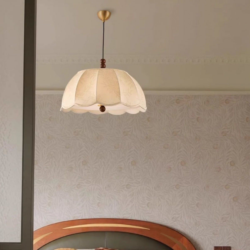 French Dome Iron Fabric 4-Light Pendant