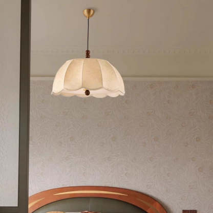 French Dome Iron Fabric 4-Light Pendant