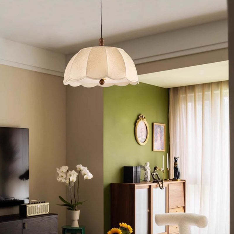 French Dome Iron Fabric 4-Light Pendant