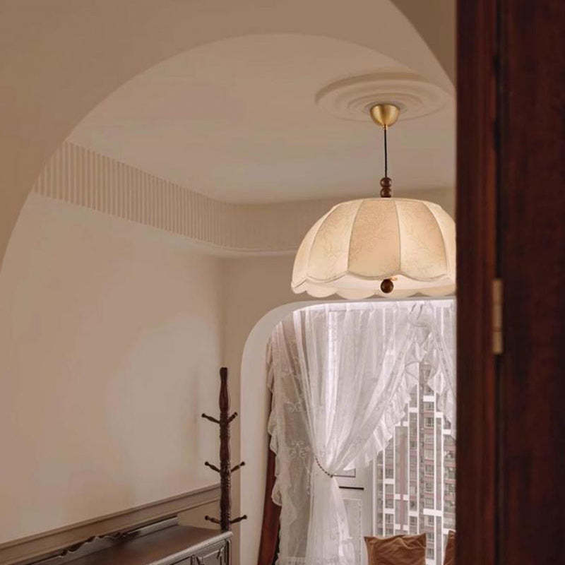 French Dome Iron Fabric 4-Light Pendant
