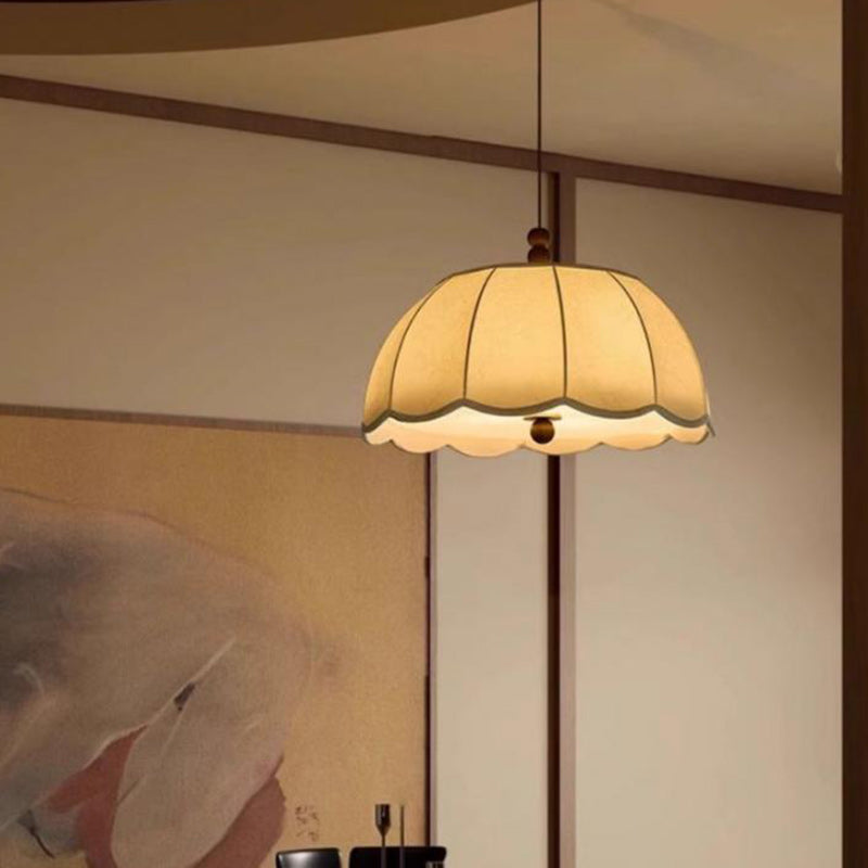 French Dome Iron Fabric 4-Light Pendant