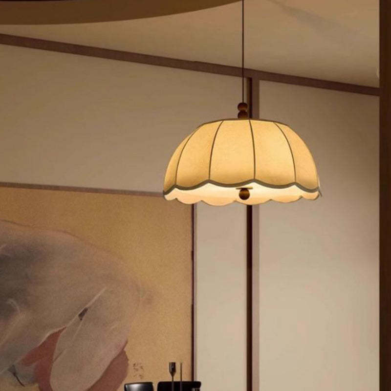 French Dome Iron Fabric 4-Light Pendant