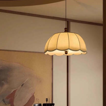 French Dome Iron Fabric 4-Light Pendant