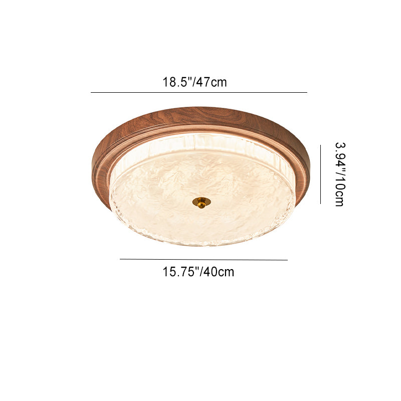 Vintage Round Metal Glass LED Flush Mount Light