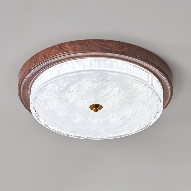 Vintage Round Metal Glass LED Flush Mount Light