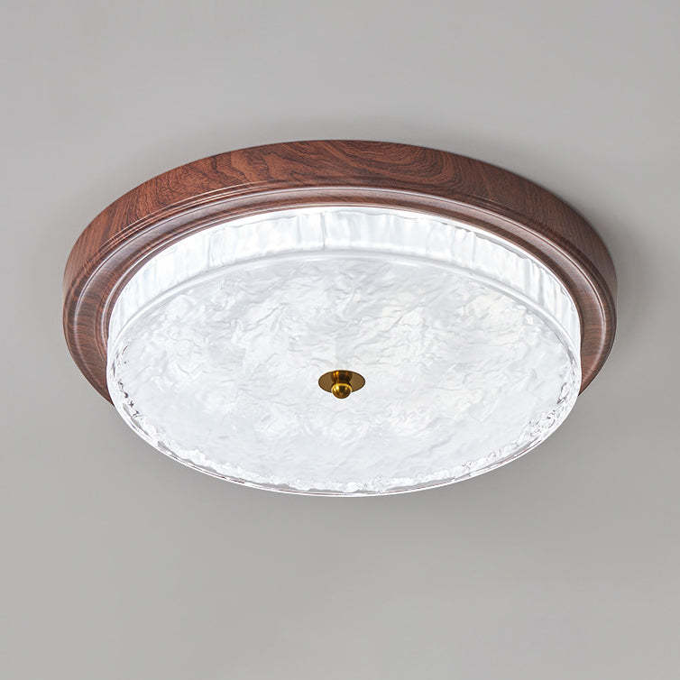 Vintage Round Metal Glass LED Flush Mount Light