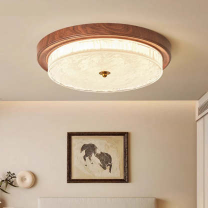 Vintage Round Metal Glass LED Flush Mount Light