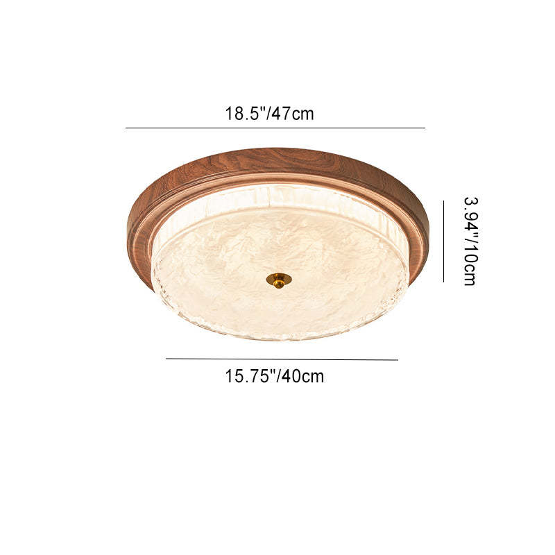 Vintage Round Metal Glass LED Flush Mount Light