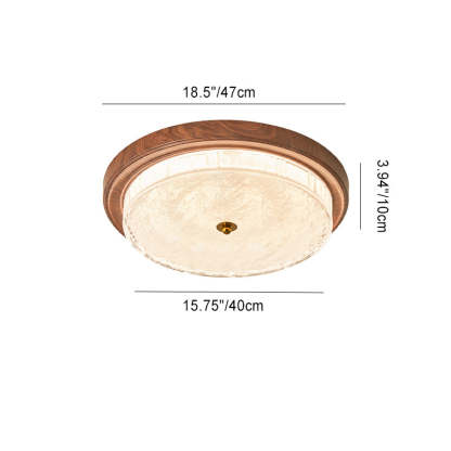Vintage Round Metal Glass LED Flush Mount Light
