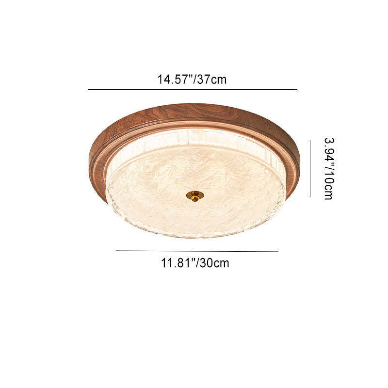 Vintage Round Metal Glass LED Flush Mount Light