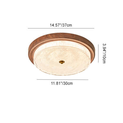 Vintage Round Metal Glass LED Flush Mount Light