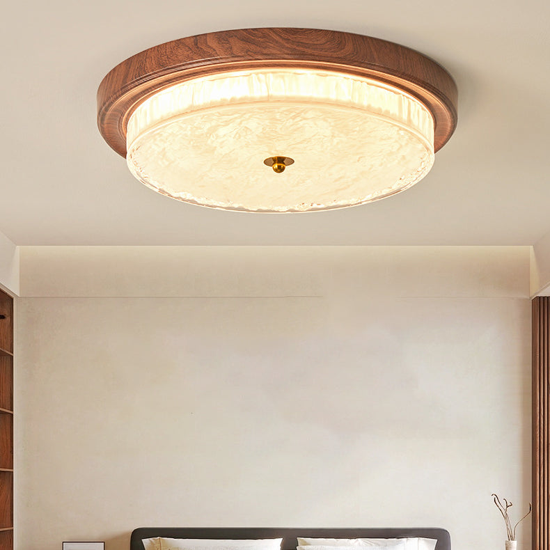 Vintage Round Metal Glass LED Flush Mount Light