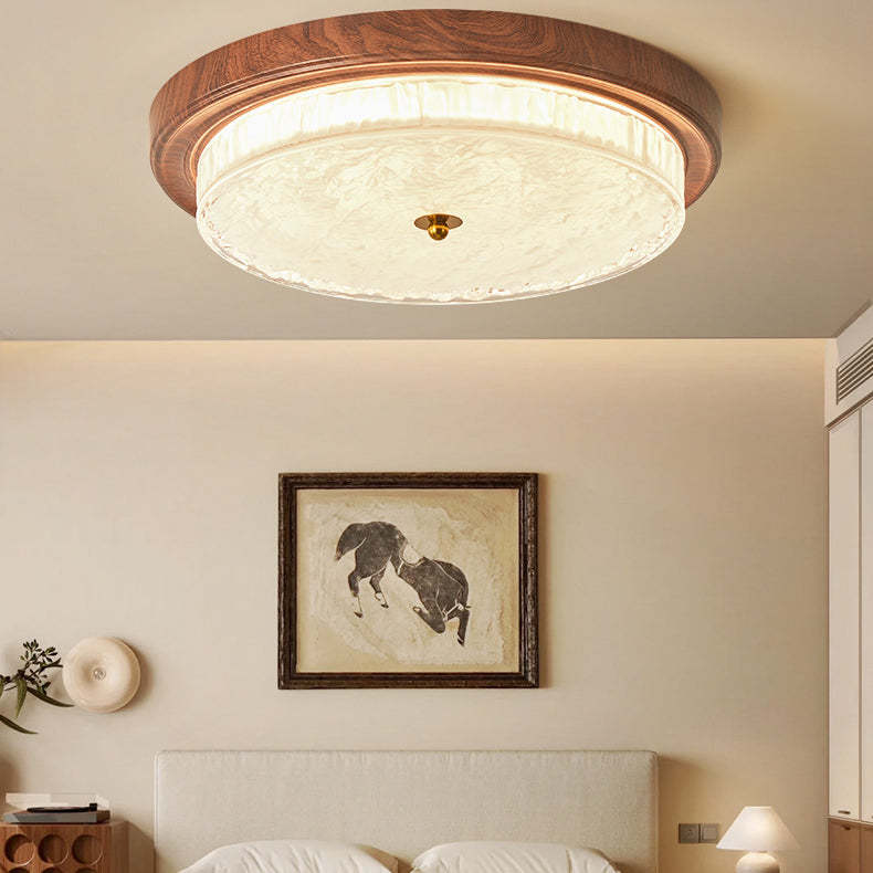 Vintage Round Metal Glass LED Flush Mount Light