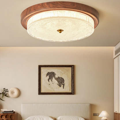 Vintage Round Metal Glass LED Flush Mount Light