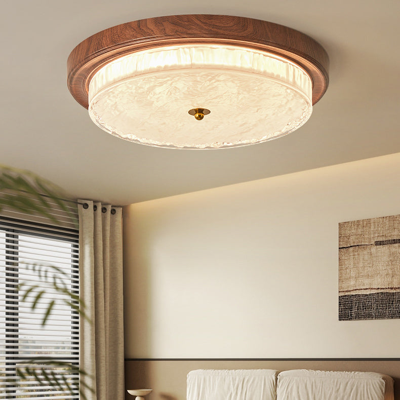 Vintage Round Metal Glass LED Flush Mount Light