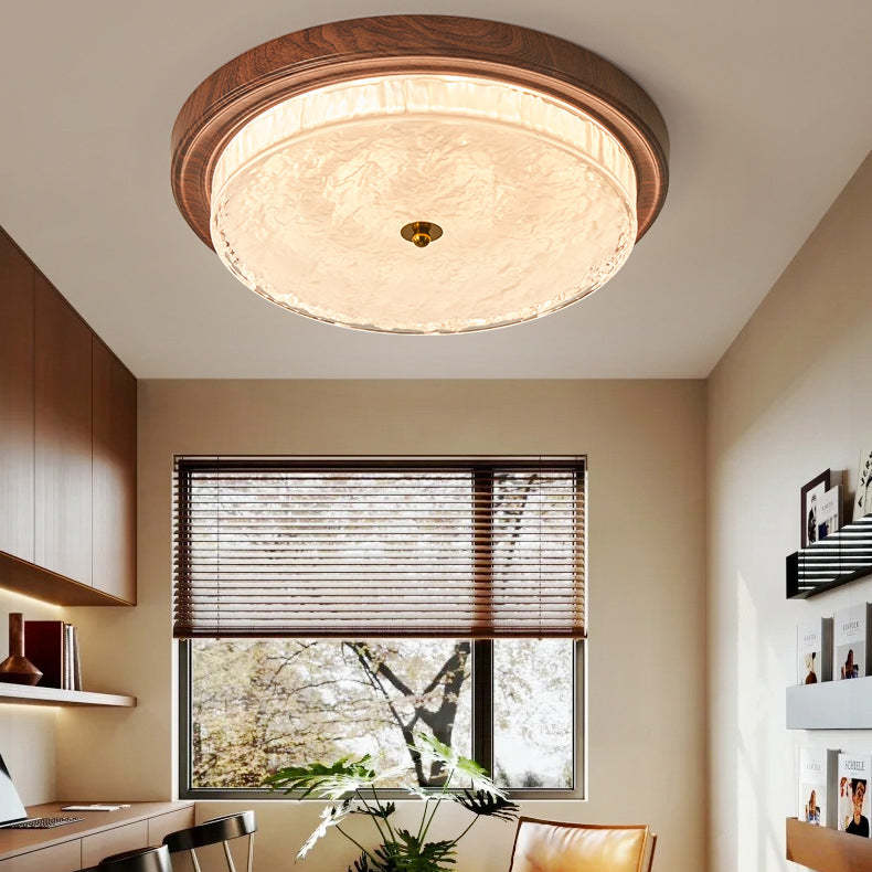 Vintage Round Metal Glass LED Flush Mount Light