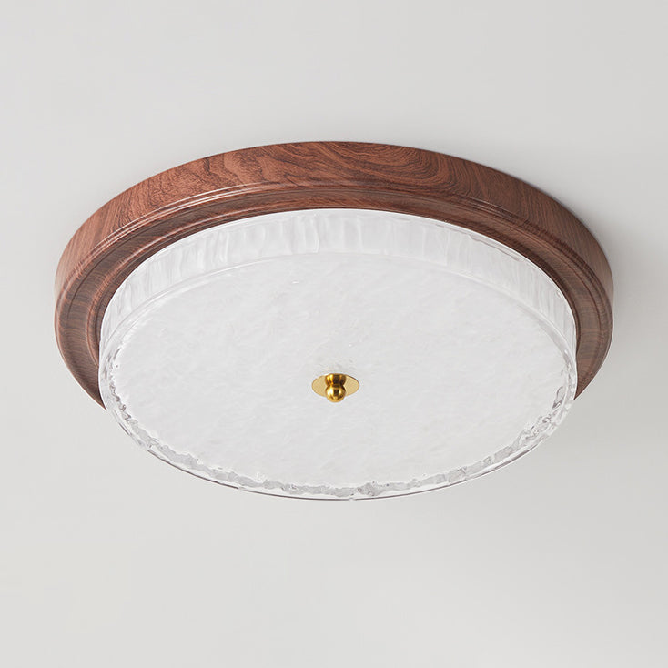 Vintage Round Metal Glass LED Flush Mount Light