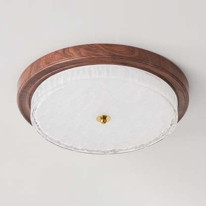 Vintage Round Metal Glass LED Flush Mount Light