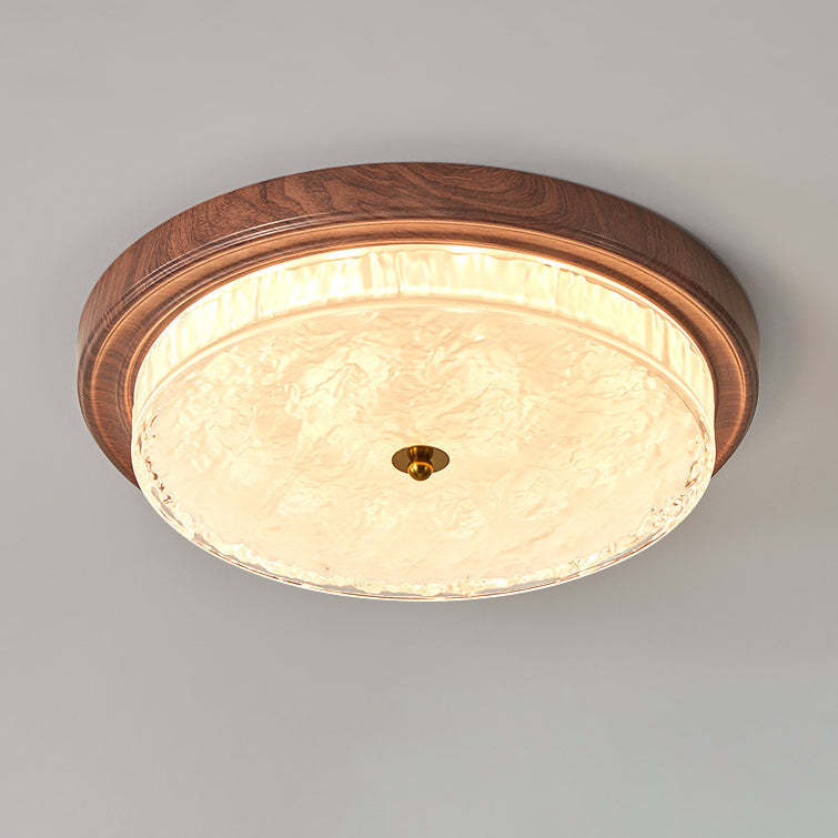 Vintage Round Metal Glass LED Flush Mount Light