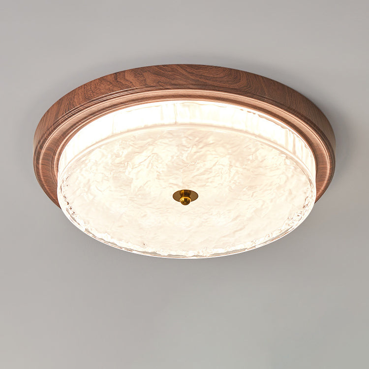 Vintage Round Metal Glass LED Flush Mount Light